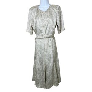 Vintage Doncaster II Women's Beige Print Button Front Midi Skirt Set Size Small